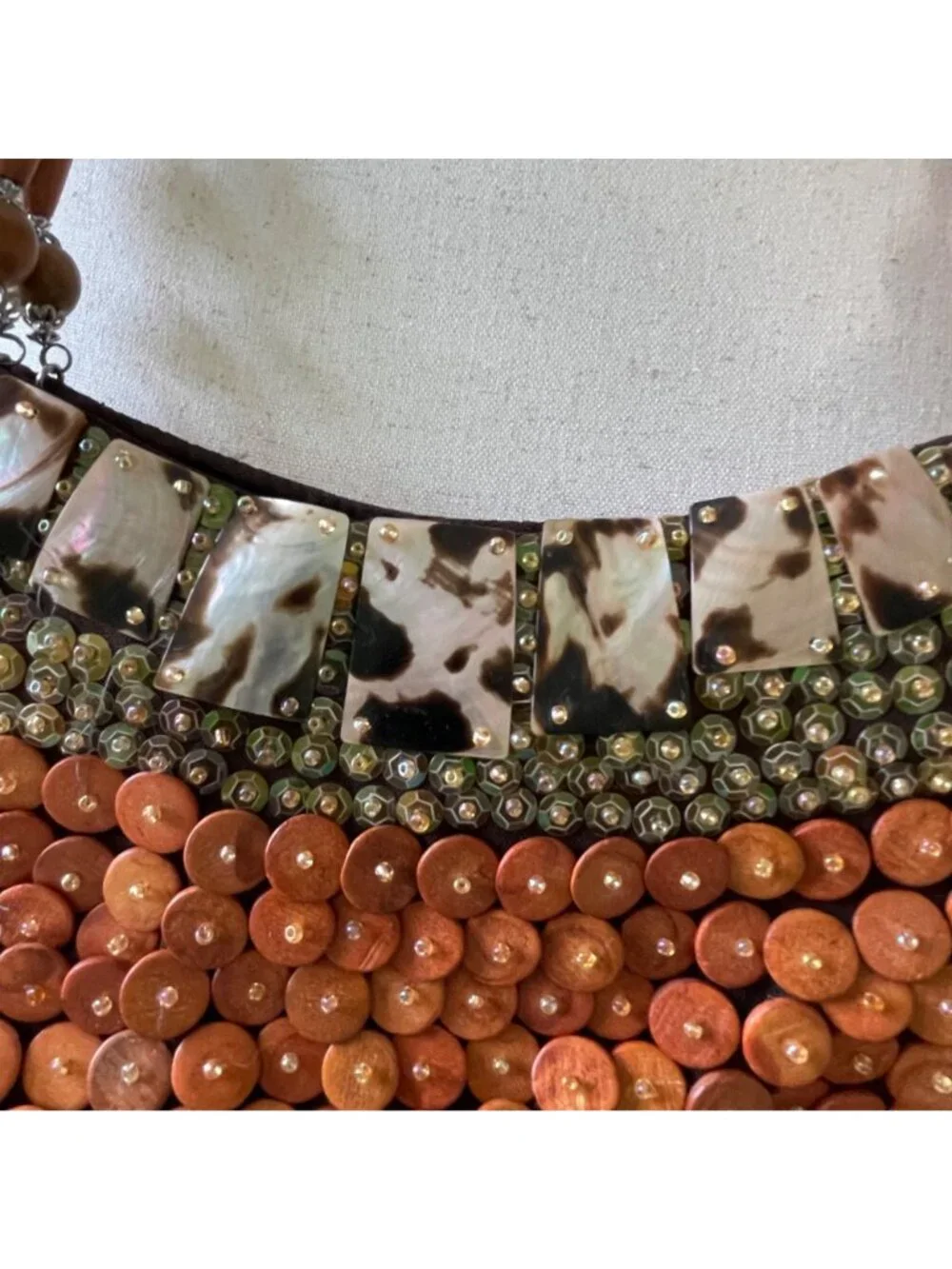 Nicole Lee Collection Beaded Shell and Button Vintage Shoulder Purse Handbag